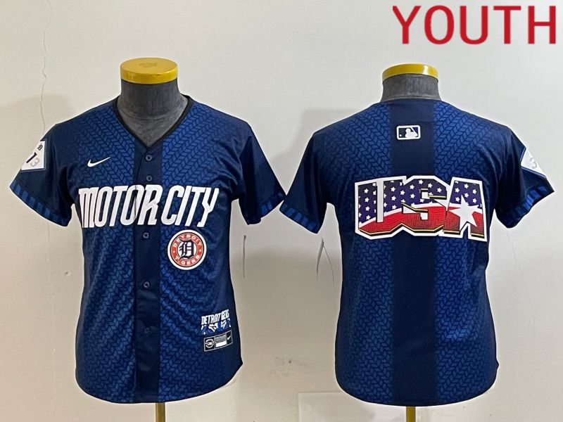 Youth Detroit Tigers Blank Blue City Edition Nike 2024 MLB Jersey style 7->youth mlb jersey->Youth Jersey